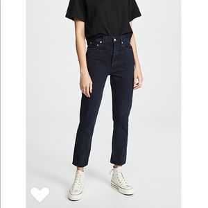 agolde riley straight crop jeans in satellite
